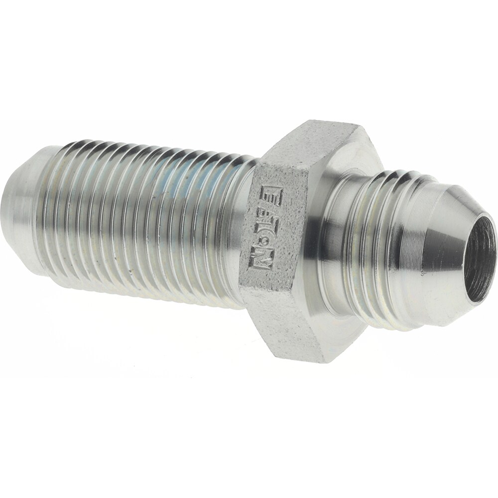 Steel Flared Tube Bulkhead Union: 1/2" Tube OD, 3/4-16 Thread, 37 ° Flared Angle