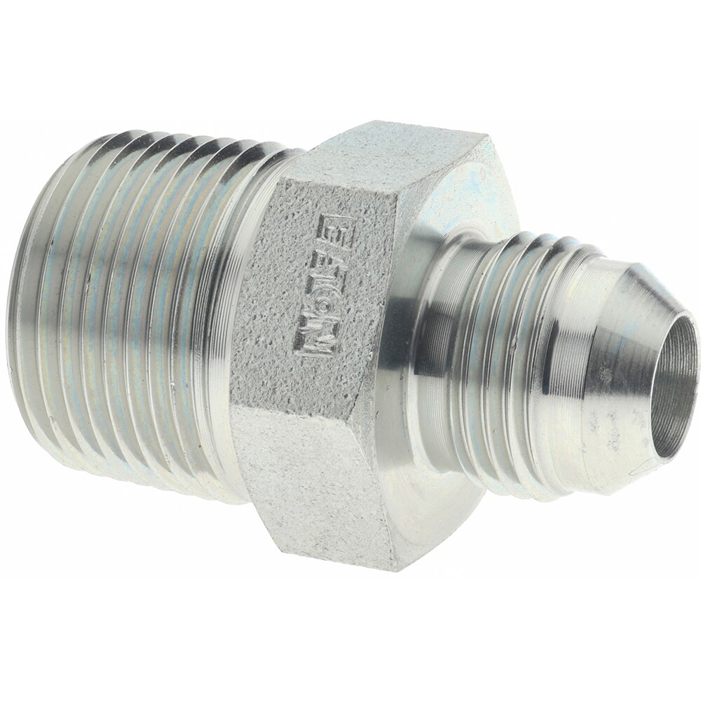 Steel Flared Tube Connector: 1/2" Tube OD, 3/4 Thread, 37 ° Flared Angle