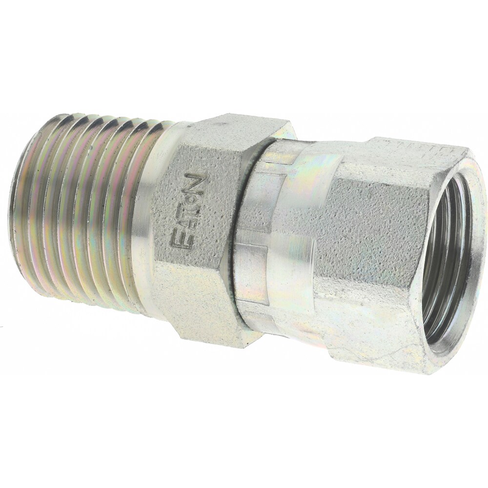 Steel Flared Tube Female JIC 37 ° & Swivel to Male Pipe Adapter: 1/2" Tube OD, 1/2 Thread, 37 ° Flared Angle