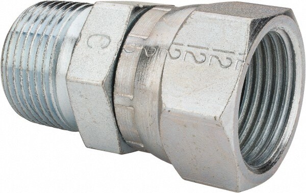 Steel Flared Tube Female JIC 37 ° & Swivel to Male Pipe Adapter: 3/4" Tube OD, 3/4 Thread, 37 ° Flared Angle