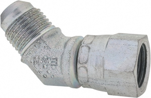 Eaton 2070-6-6S Steel Flared Tube Swivel Nut 45 ° Elbow: 3/8" Tube OD, 9/16-18 Thread, 37 ° Flared Angle Image