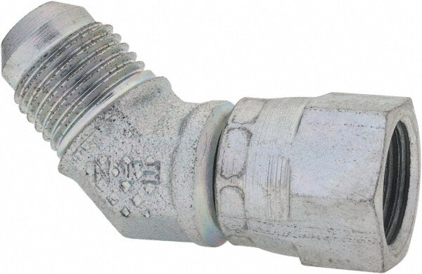 Steel Flared Tube Swivel Nut 45 ° Elbow: 3/8" Tube OD, 9/16-18 Thread, 37 ° Flared Angle