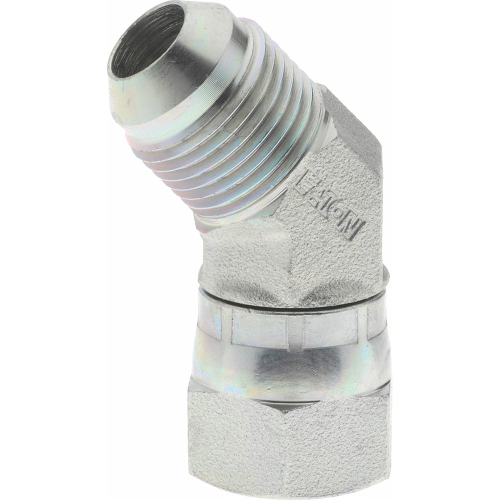 Steel Flared Tube Swivel Nut 45 ° Elbow: 1/2" Tube OD, 3/4-16 Thread, 37 ° Flared Angle