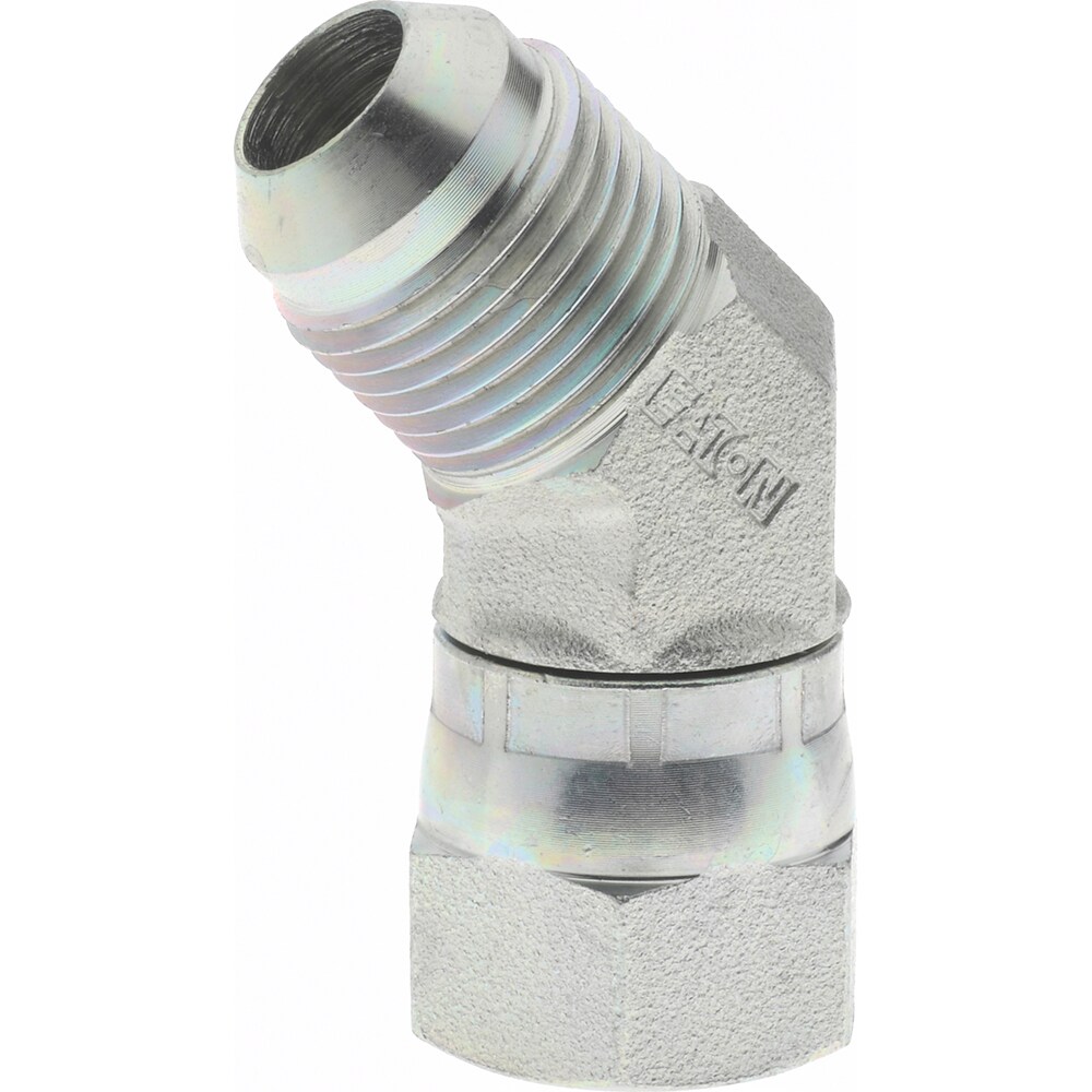 Steel Flared Tube Swivel Nut 45 ° Elbow: 1/2" Tube OD, 3/4-16 Thread, 37 ° Flared Angle