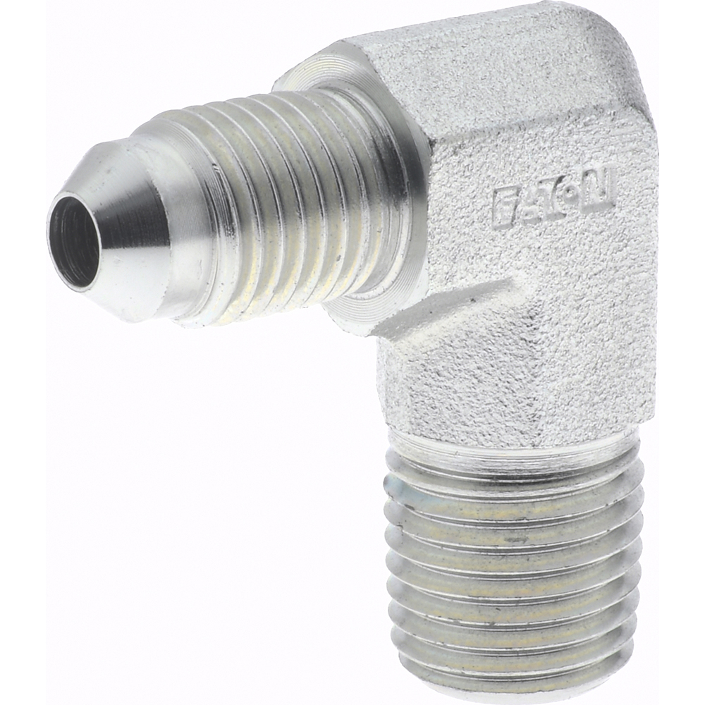 Steel Flared Tube 90 Deg Male Elbow: 1/4" OD, 37 deg Flared Angle
