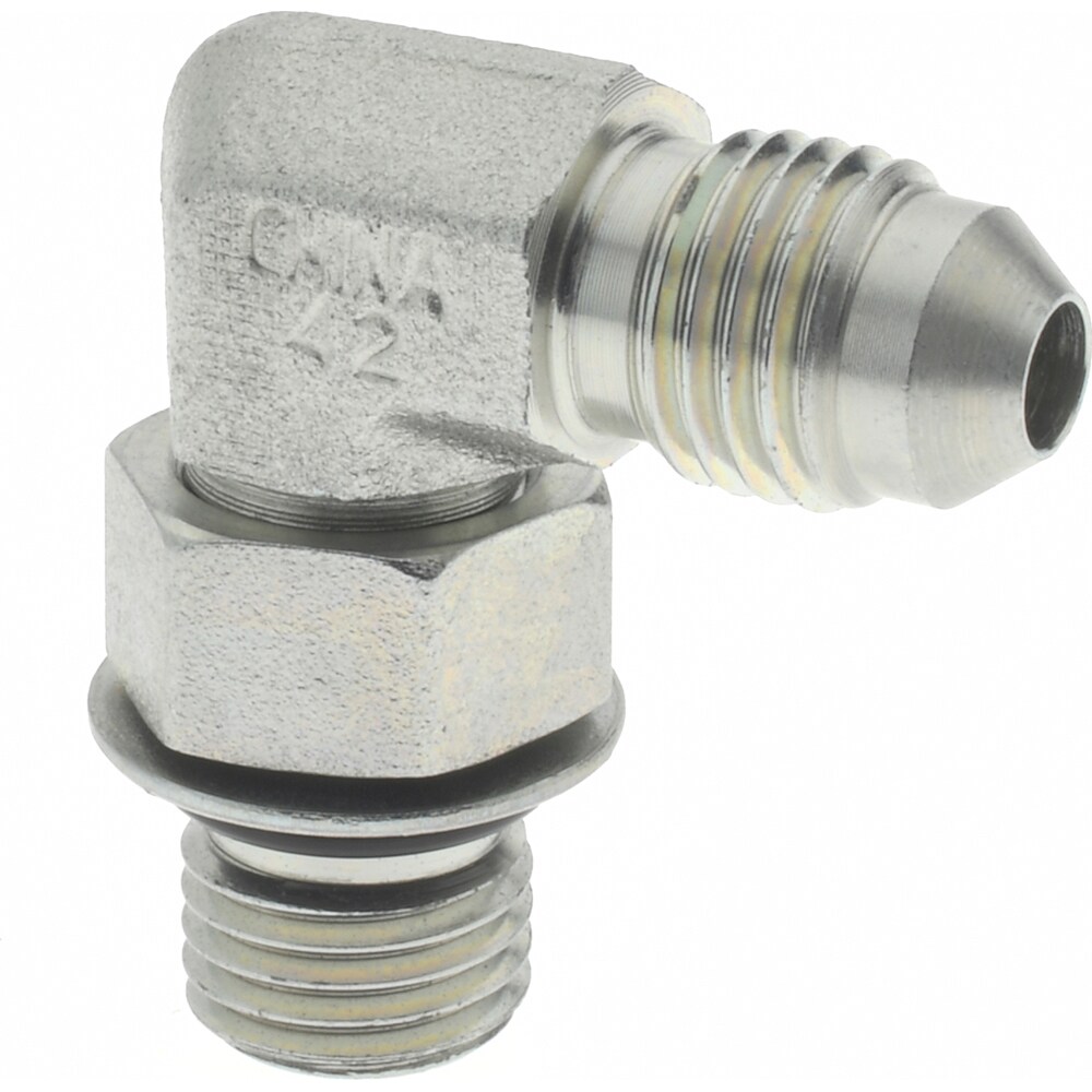 Steel Flared Tube Straight Thread Elbow: 1/4" Tube OD, 1/4 Thread, 37 ° Flared Angle