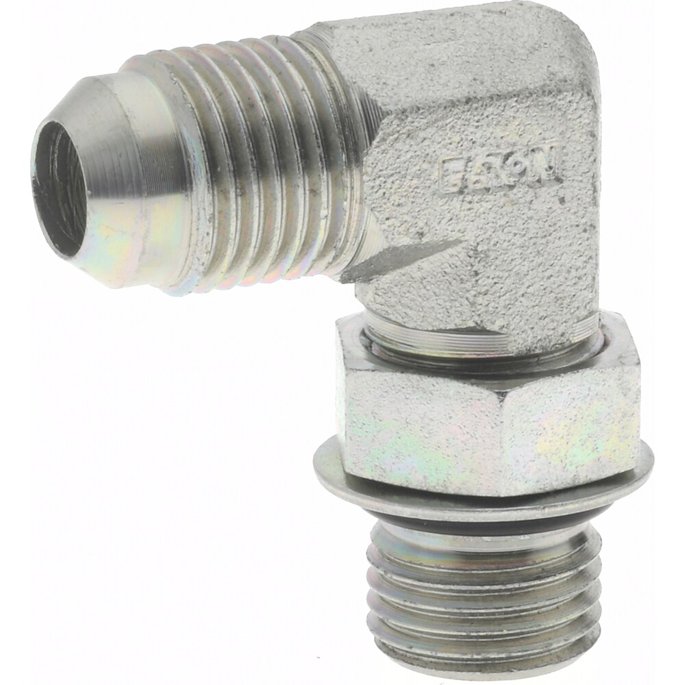Steel Flared Tube Straight Thread Elbow: 3/8" Tube OD, 3/8 Thread, 37 ° Flared Angle
