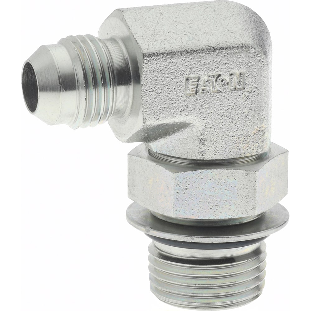 Steel Flared Tube Straight Thread Elbow: 3/8" Tube OD, 1/2 Thread, 37 ° Flared Angle