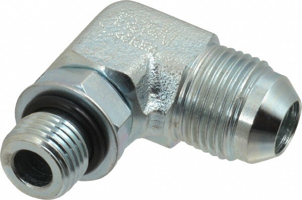 Steel Flared Tube Straight Thread Elbow: 1/2" Tube OD, 3/8 Thread, 37 ° Flared Angle
