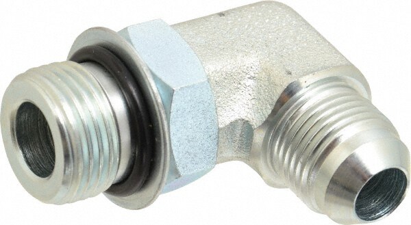 Steel Flared Tube Straight Thread Elbow: 1/2" Tube OD, 5/8 Thread, 37 ° Flared Angle