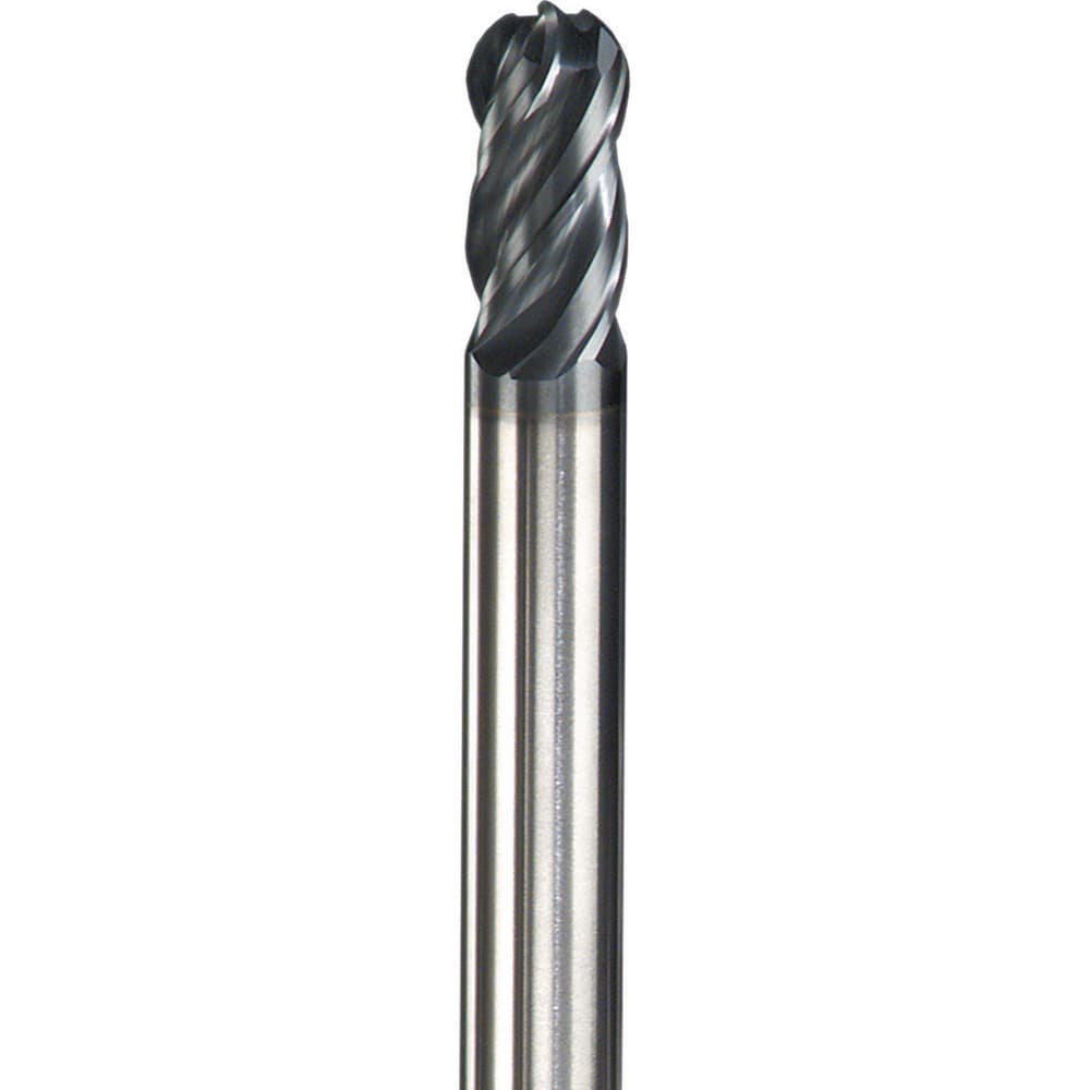 Ball End Mill: 0.4063" Dia, 0.9375" LOC, 4 Flute, Solid Carbide