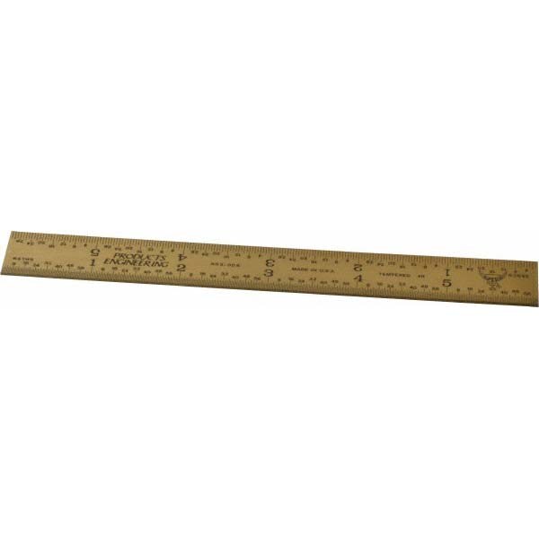 Steel Rule: 6" OAL, 4R Graduation, Rigid