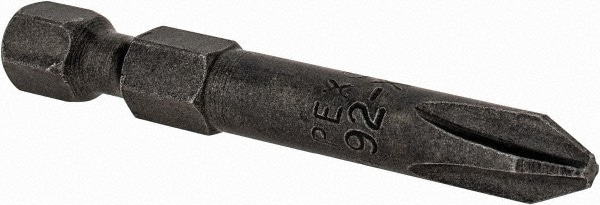 Power Screwdriver Bit: #2 Phillips, #2 Speciality Point Size, 1/4" Hex Drive