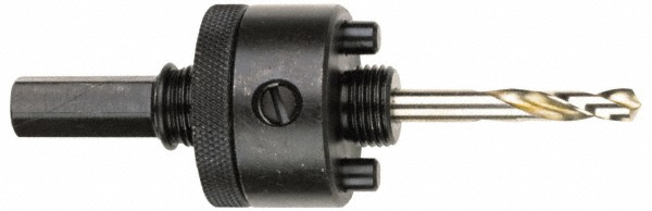 Hole Saw Arbor: 6" Saw Dia, Straight Shank, Drill Pilot
