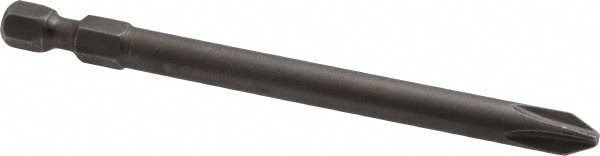 Power Screwdriver Bit: #2 Phillips, #2 Speciality Point Size, 1/4" Hex Drive