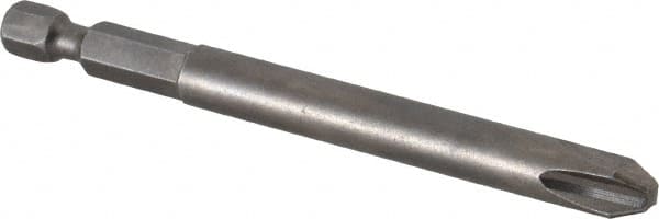 Power Screwdriver Bit: #3 Phillips, #3 Speciality Point Size, 1/4" Hex Drive