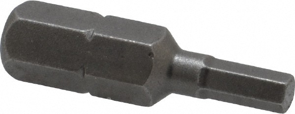 Hex Screwdriver Insert Bit: 1/4" Drive, 1/8" Hex, 1" OAL