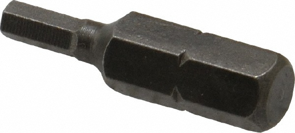 Hex Screwdriver Bit: 1/4" Drive, 1" OAL - Steel