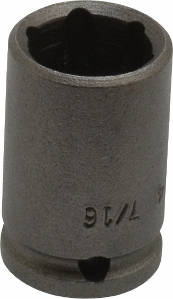 Impact Socket: 1/4" Drive, 0.438" Socket, Square Drive