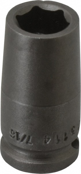 Impact Socket: 3/8" Drive, 0.438" Socket, Square Drive