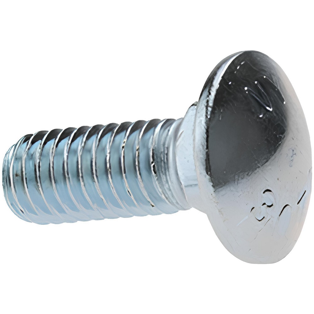 Carriage Bolt: 3/8-16, 1" Length Under Head, Square Neck