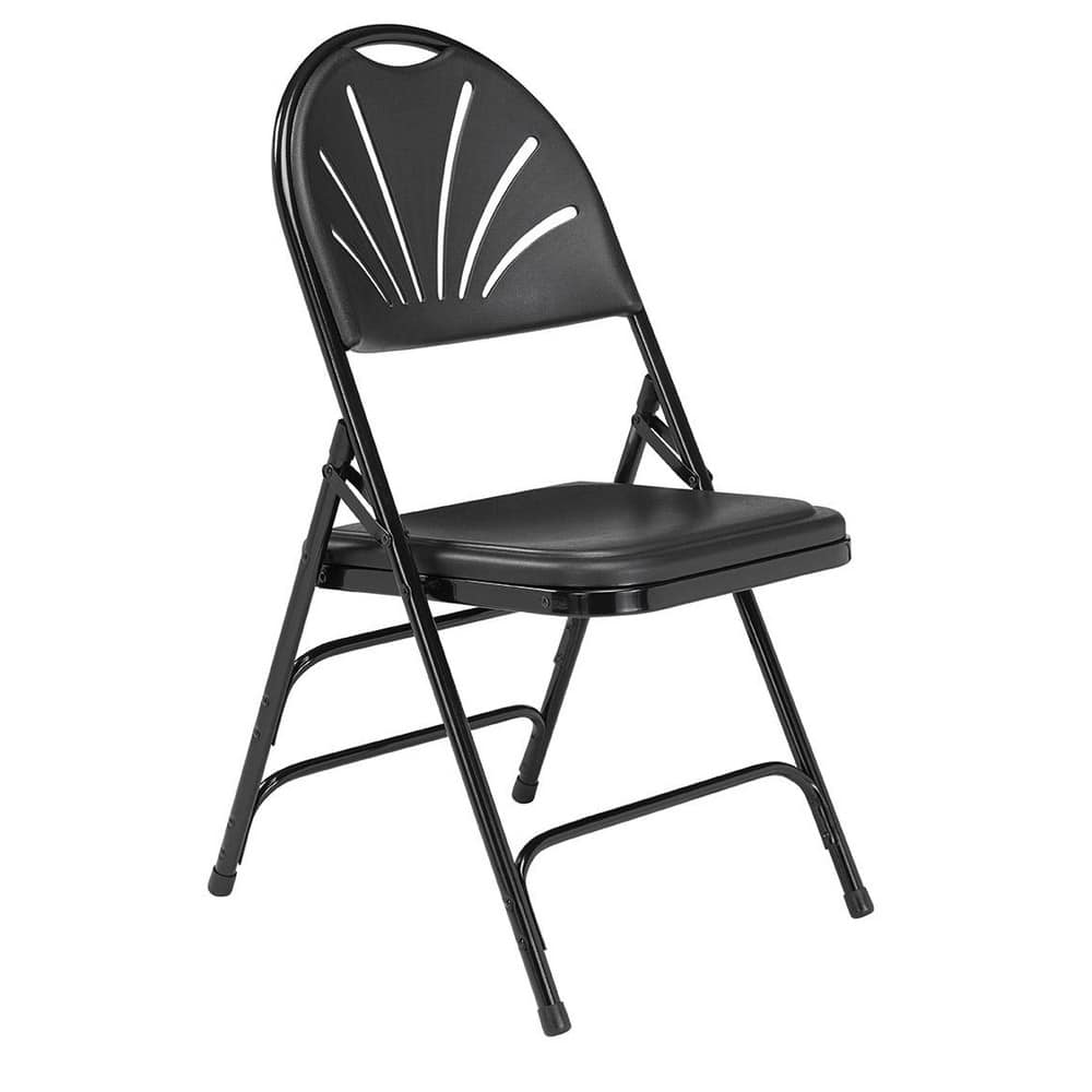 Folding Chairs; Pad Type: Contoured; Armless; Molded Resin ; Material: Steel; Molded Resin ; Width (Inch): 19 ; Depth (Inch): 20.75 ; Seat Color: Black ; Overall Height: 34.50