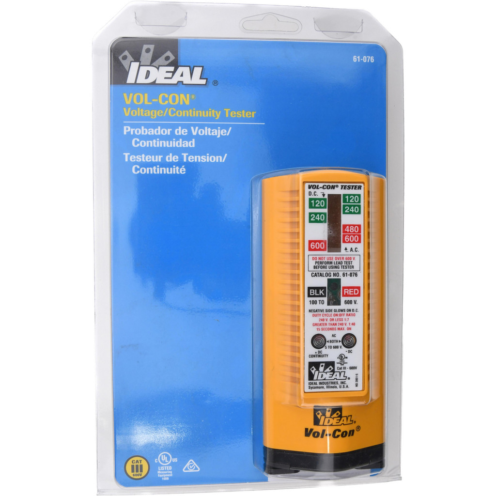 Ideal 5 VAC/VDC to 600 VAC/VDC, Voltage & Circuit Continuity Tester - LED & Neon Lamps Display, 60 Hz | Part #61-076