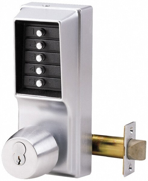 1-3/8 to 2-1/4" Door Thickness, Satin Chrome Pushbutton Knob Lockset