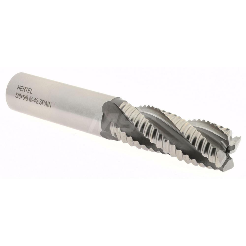 Hertel 6821680 Square End Mill: 5/8 Dia, 1-5/8 LOC, 5/8 Shank Dia, 3-3/4 OAL, 4 Flutes, Cobalt Image