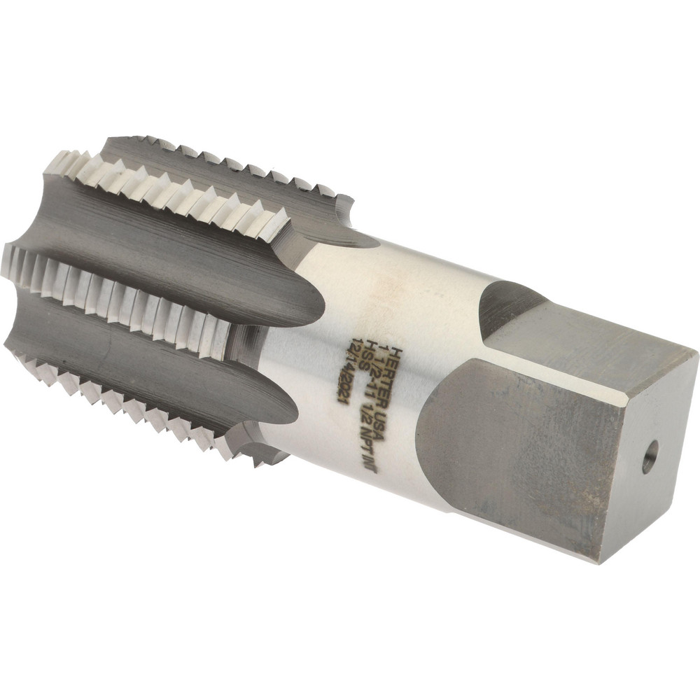 Hertel 11/2 111/2 NPT, 7 Flutes, Bright Finish, High Speed Steel