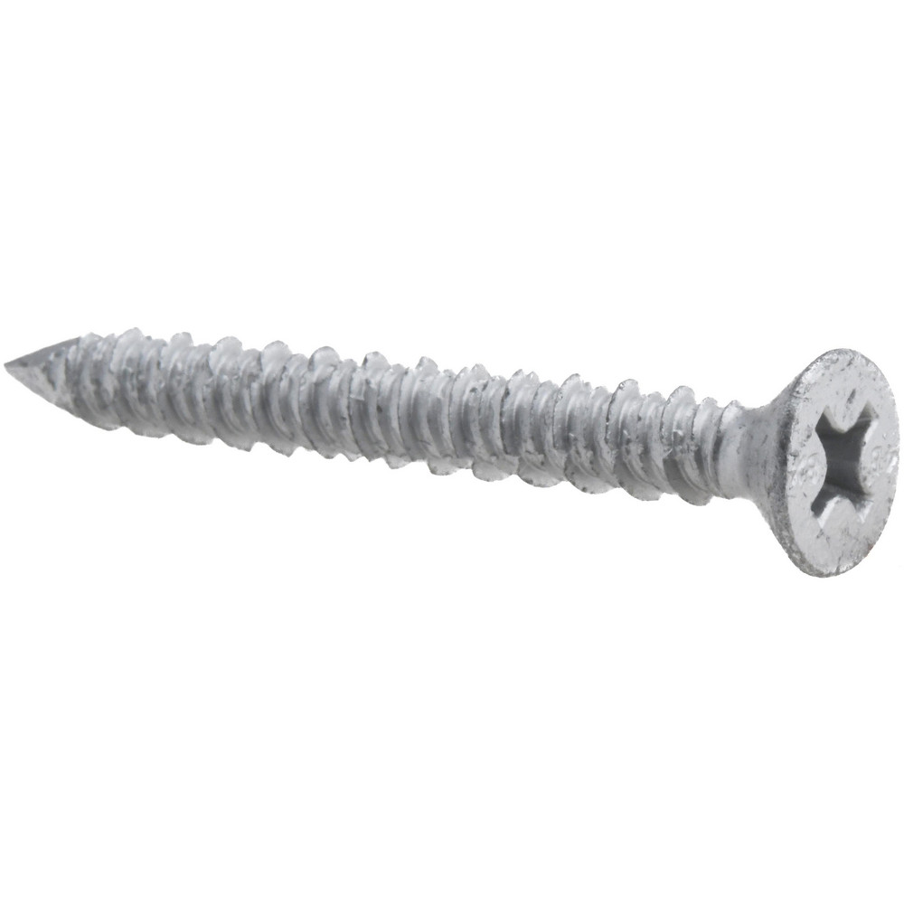 Concrete & Masonry Screw: 1/4" Dia, 2-1/4" OAL - Stainless Steel, Phillips Drive, Climashield Finish, ICC-ES ESR -2202