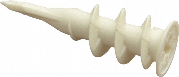 9/32" Dia x 1-5/8" OAL, #6 to #8 Screw, Plastic Self Drilling Drywall & Hollow Wall Anchor - 3/8 to 3/4" Thick, 25 Lb Capacity, Use in Drywall