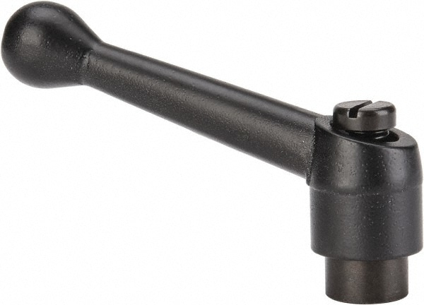 A-Tapped Adjustable Clamping Handle: 1/4-20 Thread, 17/32" Hub Dia, Zinc Alloy