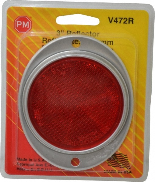 3" Diam, Red Lens & Reflector