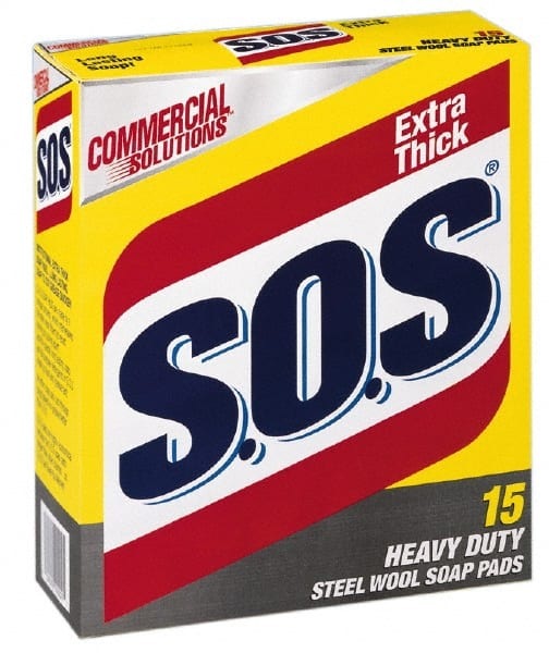SOS CLO88320CT 12 Qty 15 Piece Steel Wool Scouring Soap Pad 