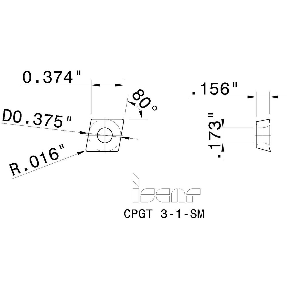 Iscar - Turning Insert: INS CPGT 3-1 SM, Carbide | MSC Direct