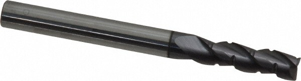 Corner Radius End Mill: 3/16" Dia, 5/8" LOC, 0.01" Radius, 3 Flutes, Solid Carbide