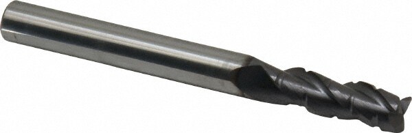Corner Radius End Mill: 1/4" Dia, 3/4" LOC, 0.02" Radius, 3 Flutes, Solid Carbide