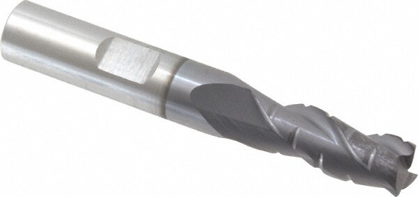 Corner Radius End Mill: 0.3438" Dia, 7/8" LOC, 0.02" Radius, 3 Flutes, Solid Carbide