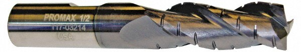 Corner Radius End Mill: 5/16" Dia, 3/4" LOC, 0.02" Radius, 3 Flutes