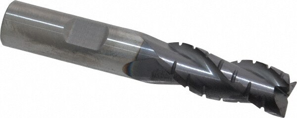 Corner Radius End Mill: 1/2" Dia, 1-1/4" LOC, 0.02" Radius, 3 Flutes, Solid Carbide