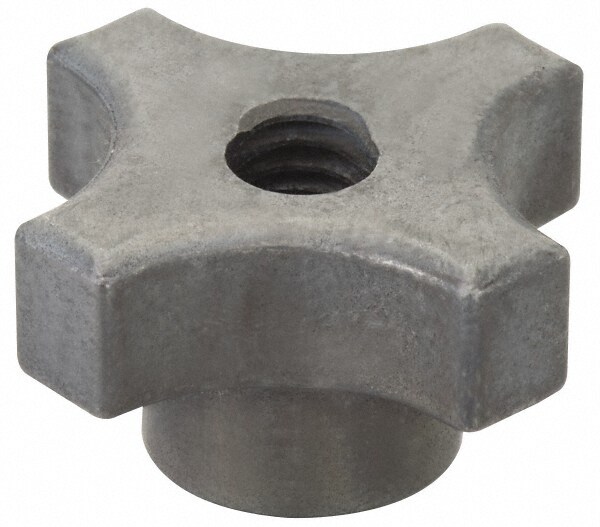 1-1/8" Diam, 1/4-20 Thread, 5/8" High, Cast Steel, Cadmium Plated, Quick Acting Hand Knob