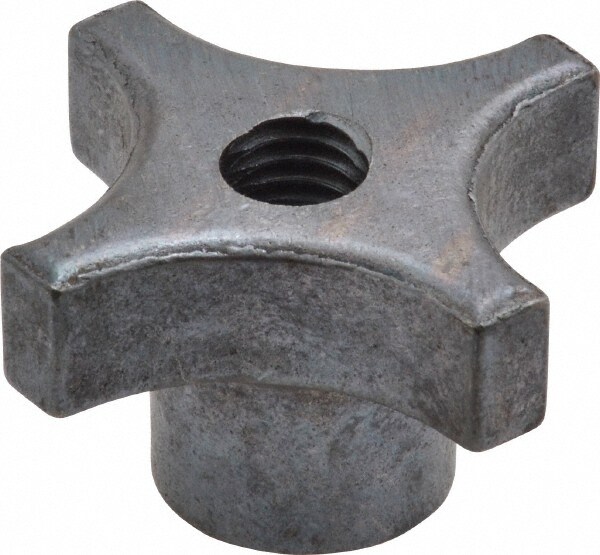 1-1/2" Diam, 5/16-18 Thread, 7/8" High, Cast Steel, Cadmium Plated, Quick Acting Hand Knob
