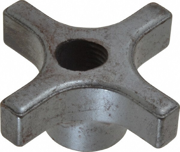 2-1/2" Diam, 1/2-13 Thread, 1-1/8" High, Cast Steel, Cadmium Plated, Quick Acting Hand Knob