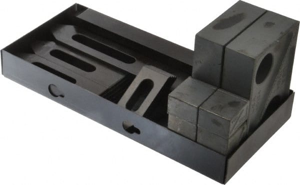 TE-CO 21001 13 Piece Fixturing Step Block & Clamp Set with 1" Step Block, 5/16 & 3/8 Stud Thread 