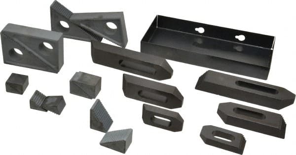 TE-CO 21002 13 Piece Fixturing Step Block & Clamp Set with 1" Step Block, 1/2 Stud Thread 