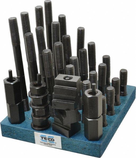 38 Piece, 5/8-11 Stud, 13/16" T Slot, T Nut & Stud Kit - 1-1/4" T-Slot Nut Width, 3, 4, 5, 6, 7, 8" Stud Lengths