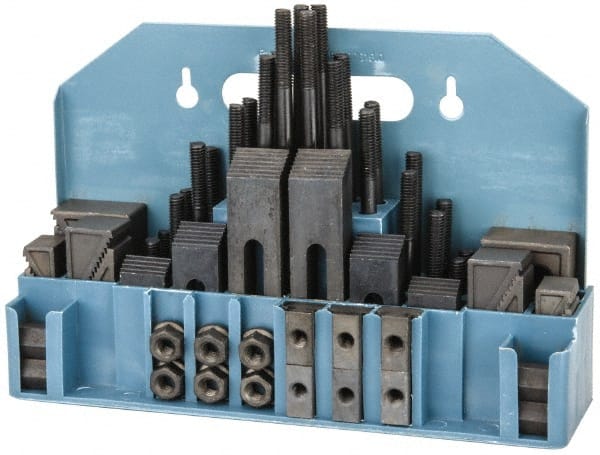 Value Collection - Fixture Clamp Step Block & Clamp Set: 52 Pc, 3/8-16 Stud  Thread, 9/16