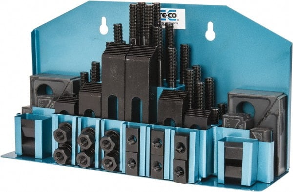 TE-CO 20413 52 Piece Fixturing Step Block & Clamp Set with 1" Step Block, 1/2" T-Slot, 3/8-16 Stud Thread 