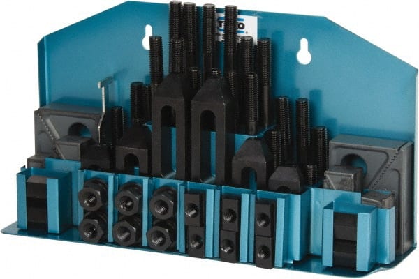 TE-CO 20401 52 Piece Fixturing Step Block & Clamp Set with 1" Step Block, 9/16" T-Slot, 1/2-13 Stud Thread 